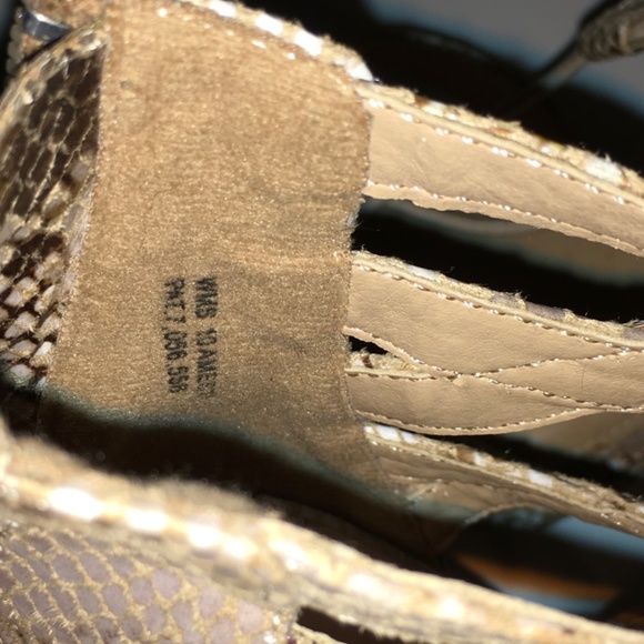 Nude Snakeskin Open Toe Heels Size 10 - Picture 5 of 6